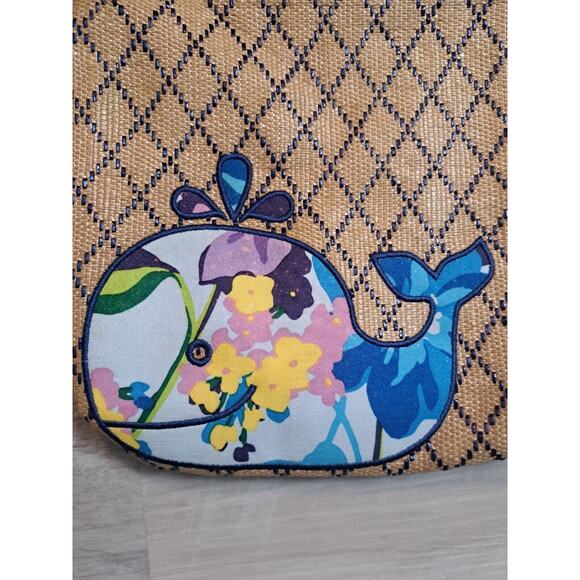 Vera Bradley Beach Marian Floral Whale Crossbody Bag Purse Raffia/Straw Boho - Picture 2 of 8